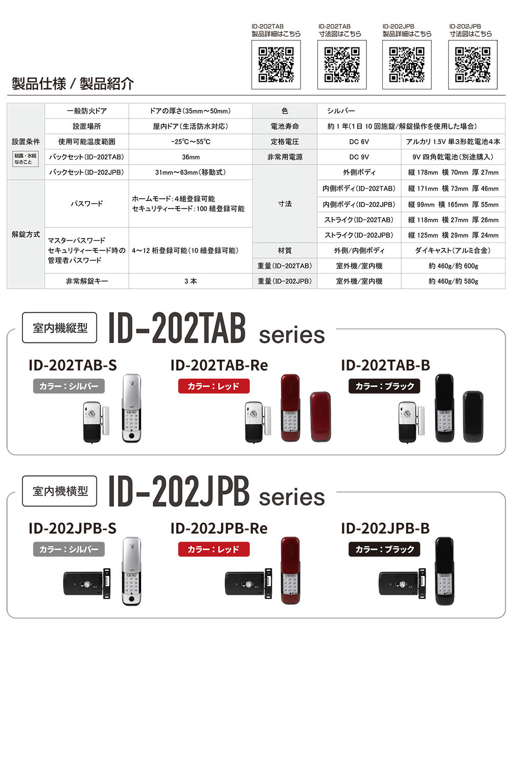 LOCK MAN ID-202JPB デジタルドアロック室内機横型仕様